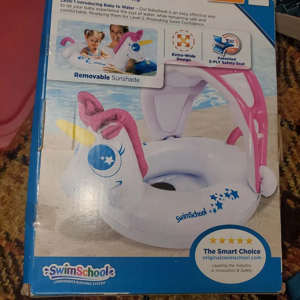 SwimSchool Unicorn Baby Boat with Sunshade_2